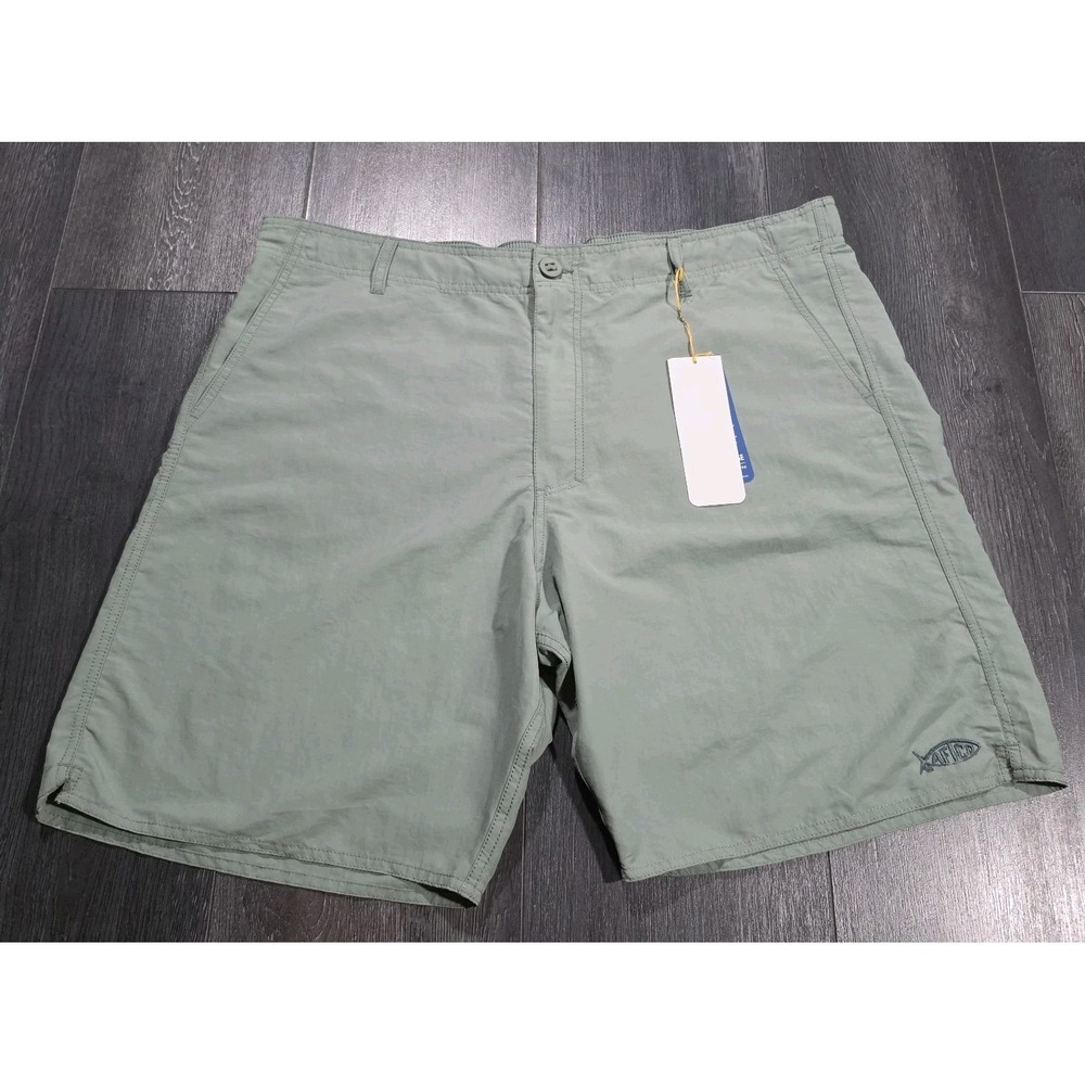 NWT Aftco Everyday Fishing Shorts Men 38 Green Elastic Waist UPF50 Nylon Hiking